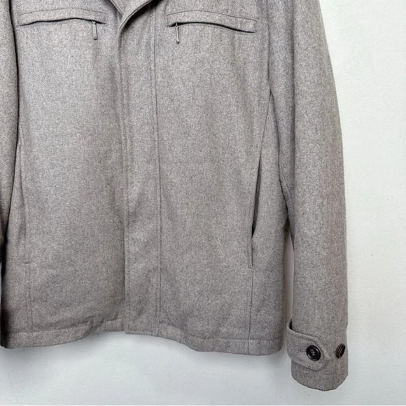 London Fog Mens Small Tan Wool Stand Collar Hip Length Coat Jacket - Picture 5 of 14